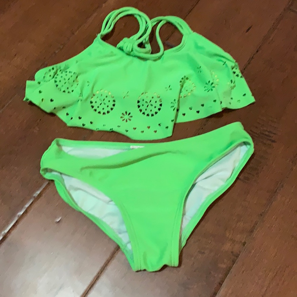 Bright green girls swim swimsuit